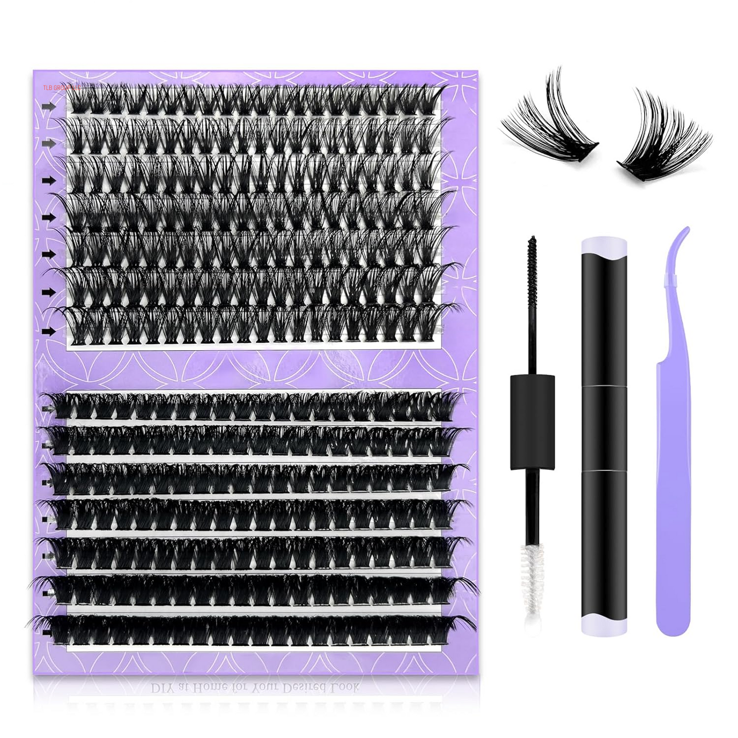 DIY Lash Extension Kit,280 Pcs Cluster Lash Extensions, 10-16Mm Mix Wispy Lash Clusters, 40D+50D D Curl Lash Clusters Kit with Bond and Seal and Tweezer and Remover,Fluffty Lash Extensions