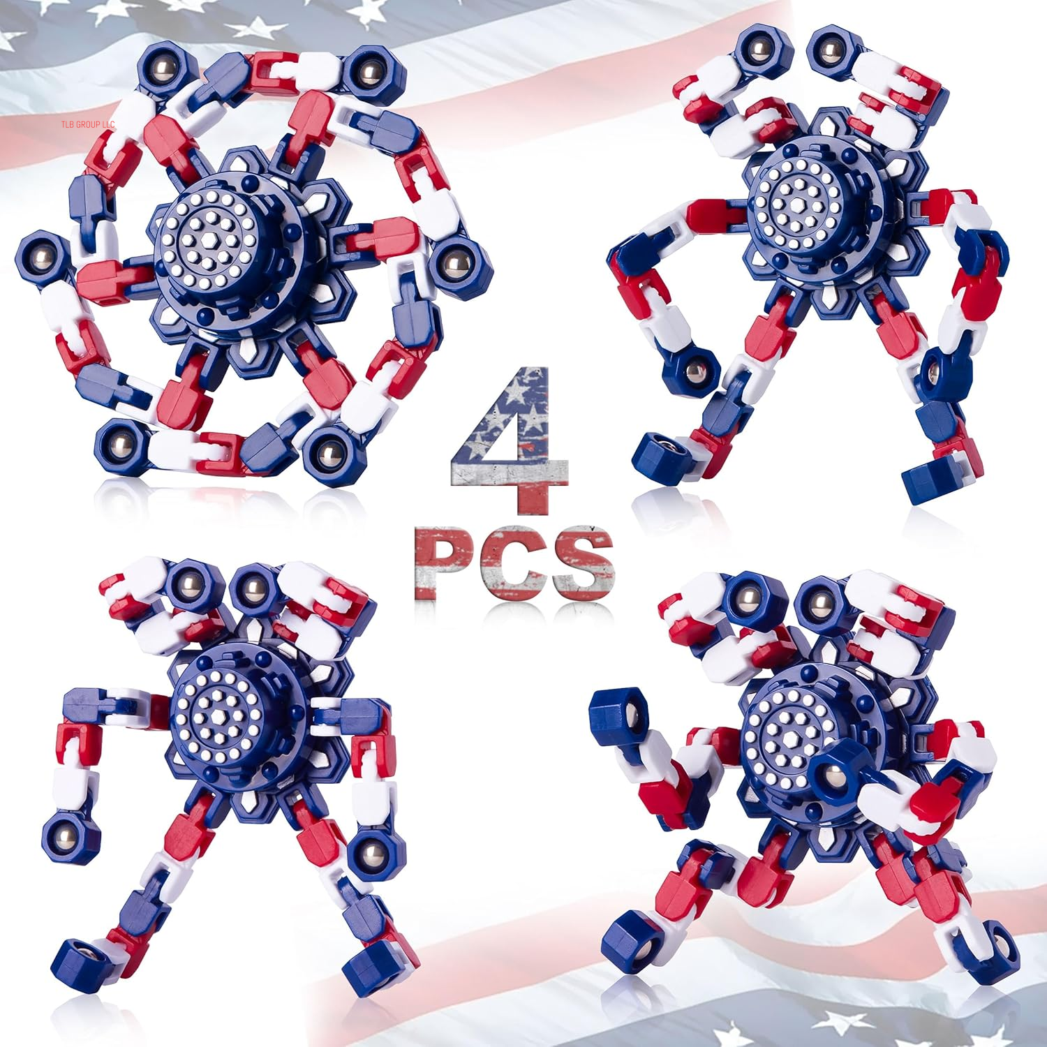 Transformable Fidget Spinners 4 Pcs for Kids and Adults Stress Relief Sensory Toys for Boys and Girls Fingertip Gyros for Party Favors Stocking Stuffers Bulk for Kids