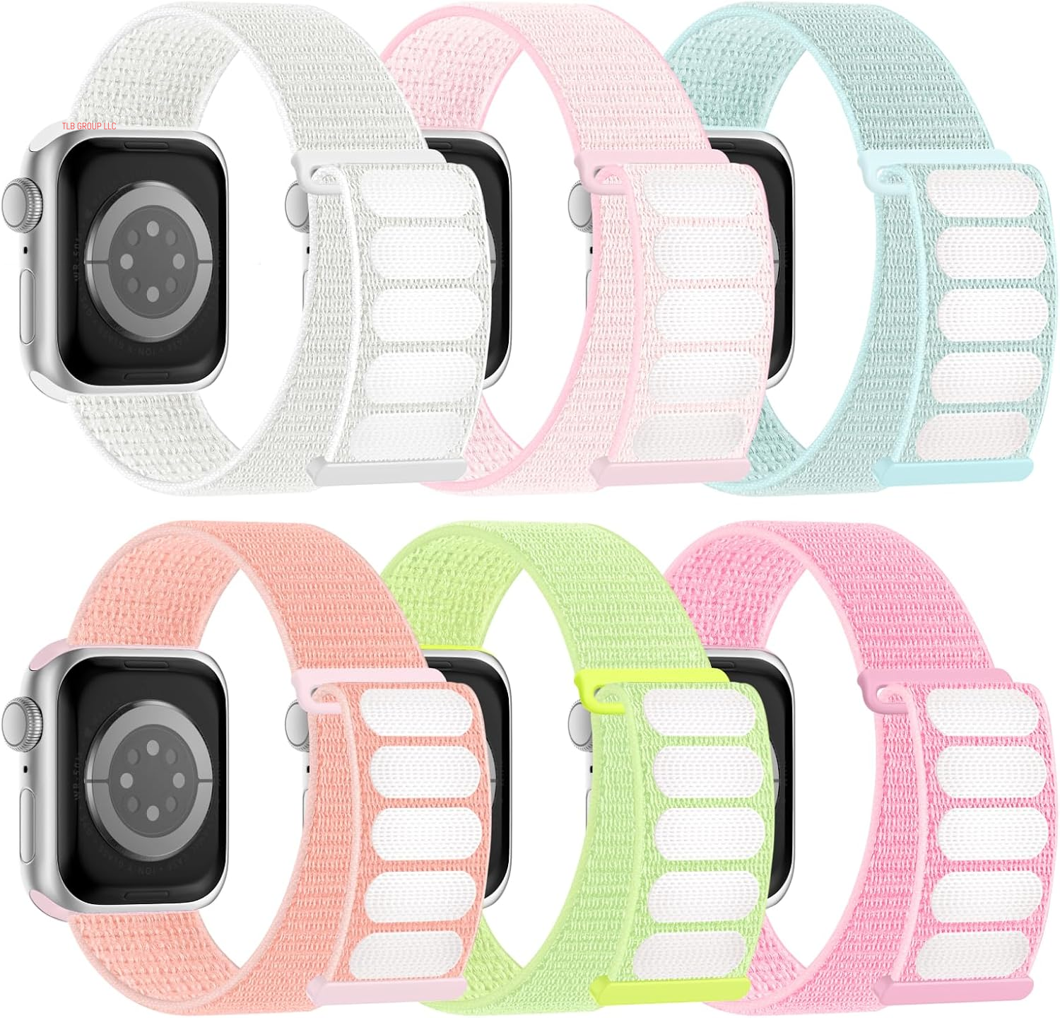 6 Pack Sport Nylon Loop Band Compatible with Apple Watch Bands 38Mm 40Mm 41Mm 42Mm 44Mm 45Mm 46Mm 49Mm for Women Men, Adjustable Breathable Braided Straps for Iwatch Series 10/9/8/7/6/5/4/3/Se/Ultra