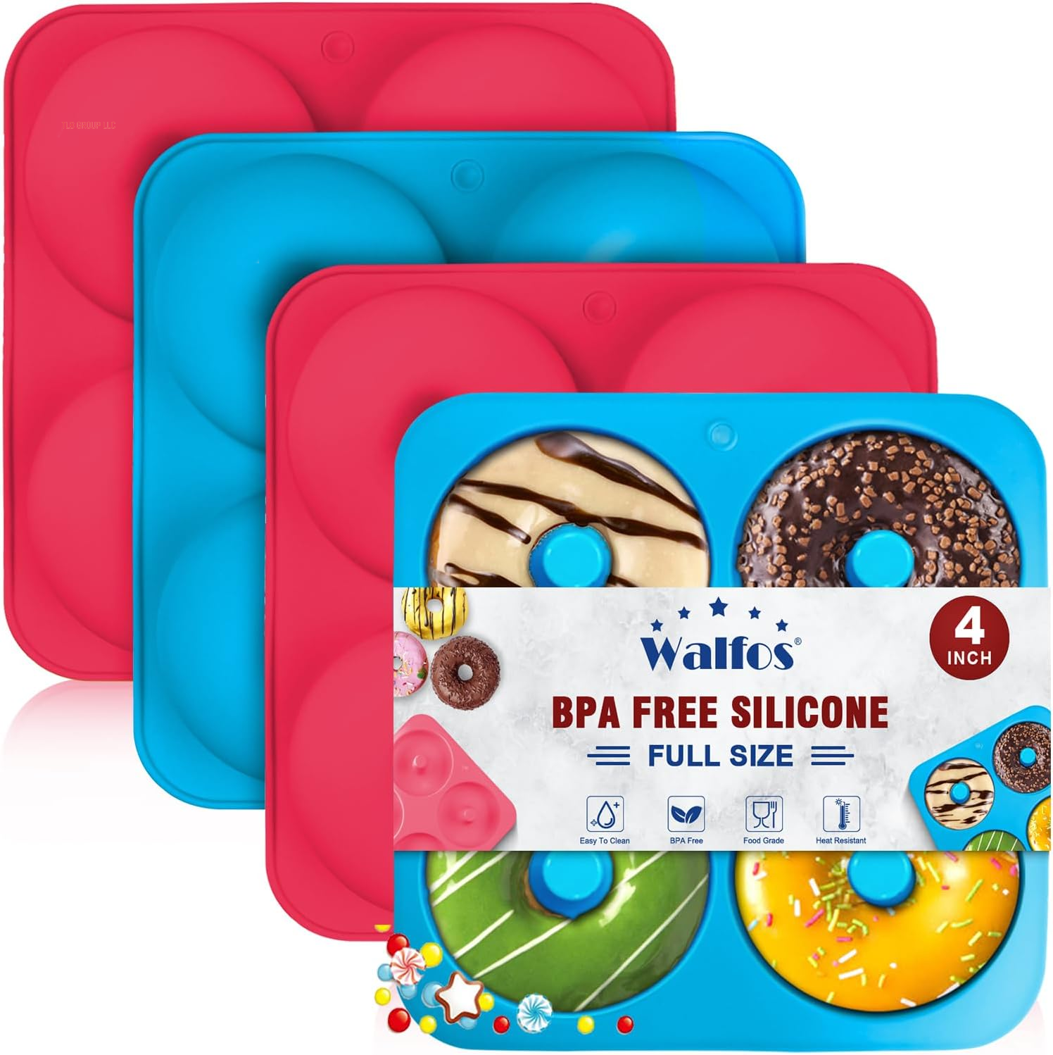 Silicone Donut Mold - Non-Stick Silicone Doughnut Pan Set, Just Pop Out! Heat Resistant, Make Perfect Donut Cake Biscuit Bagels, BPA FREE and Dishwasher Safe, Set of 3