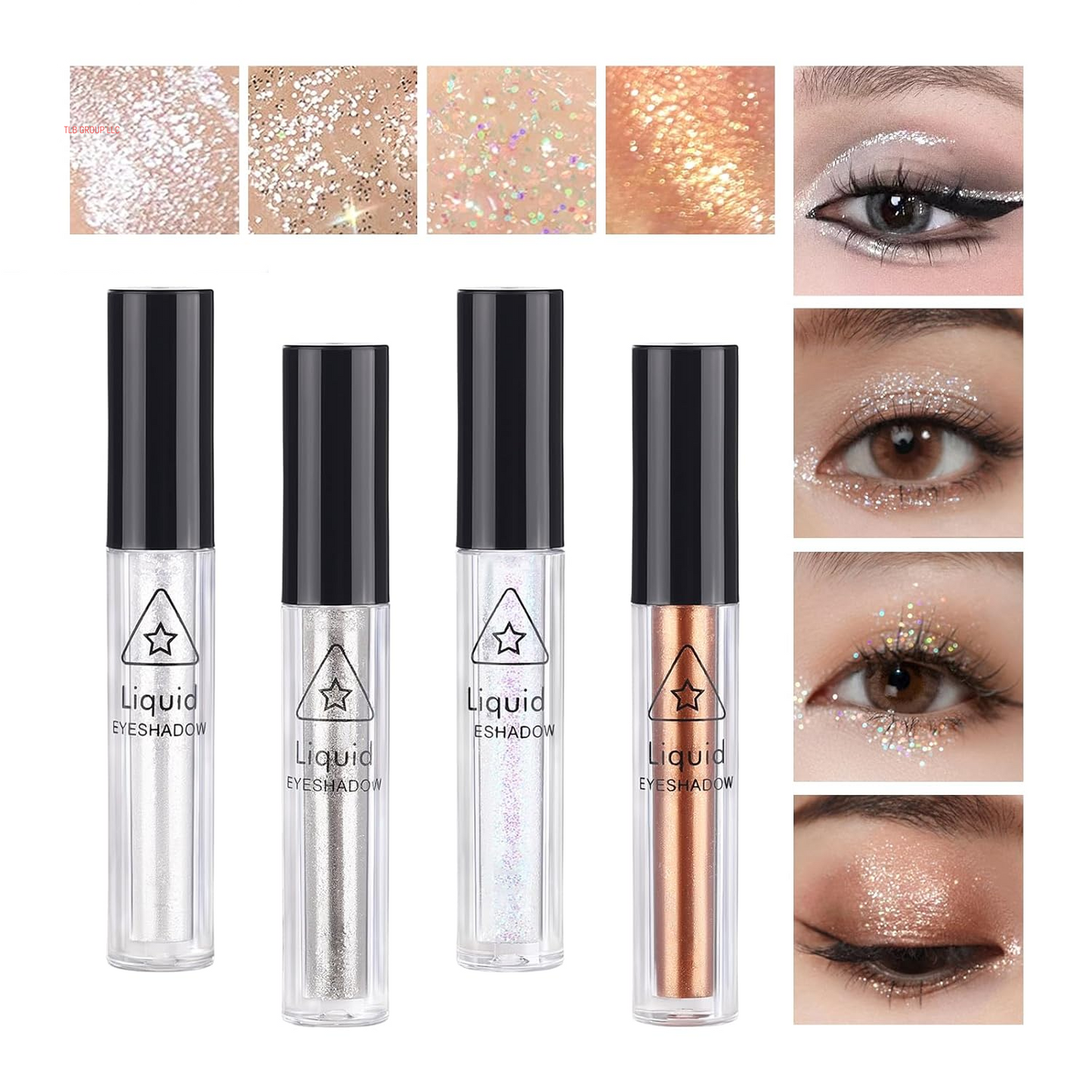 6Pcs Liquid Glitter Eyeshadow Eyeliner, Korean Makeup, Bling under Eye Shadow, Shimmer Eye Make up Valentine'S Gift Set,Long Lasting,Quick Drying & Pigmented Loose Glitter Glue for Crystals Makeup