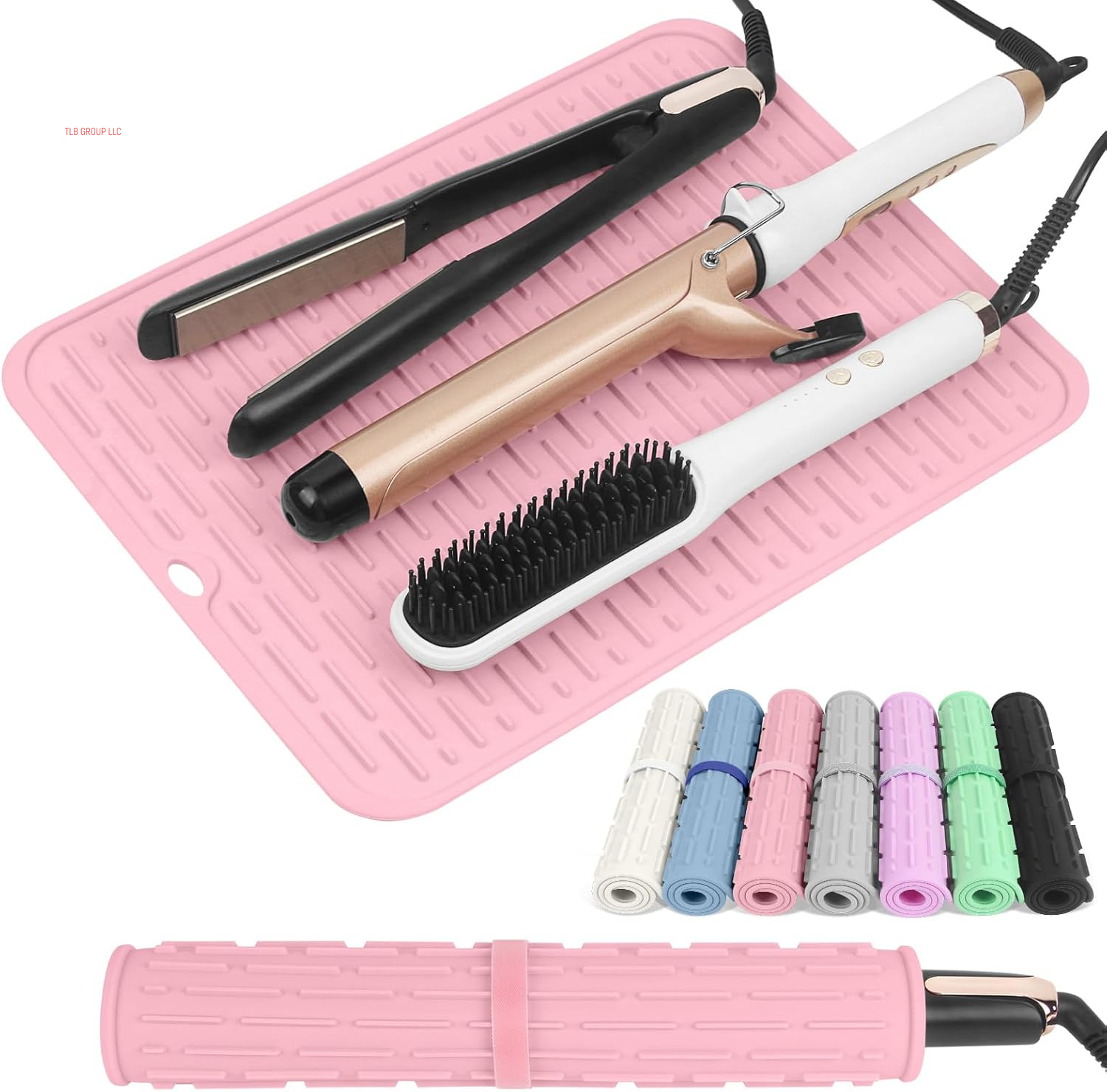 Oversize Silicone Heat Resistant Mat for Hair Tools, Curling Iron Mat, Hot Tools Holder, Portable Flat Iron Hair Straightener Pad Cover for Travel Vanity Salon(14.2" X 11.0")