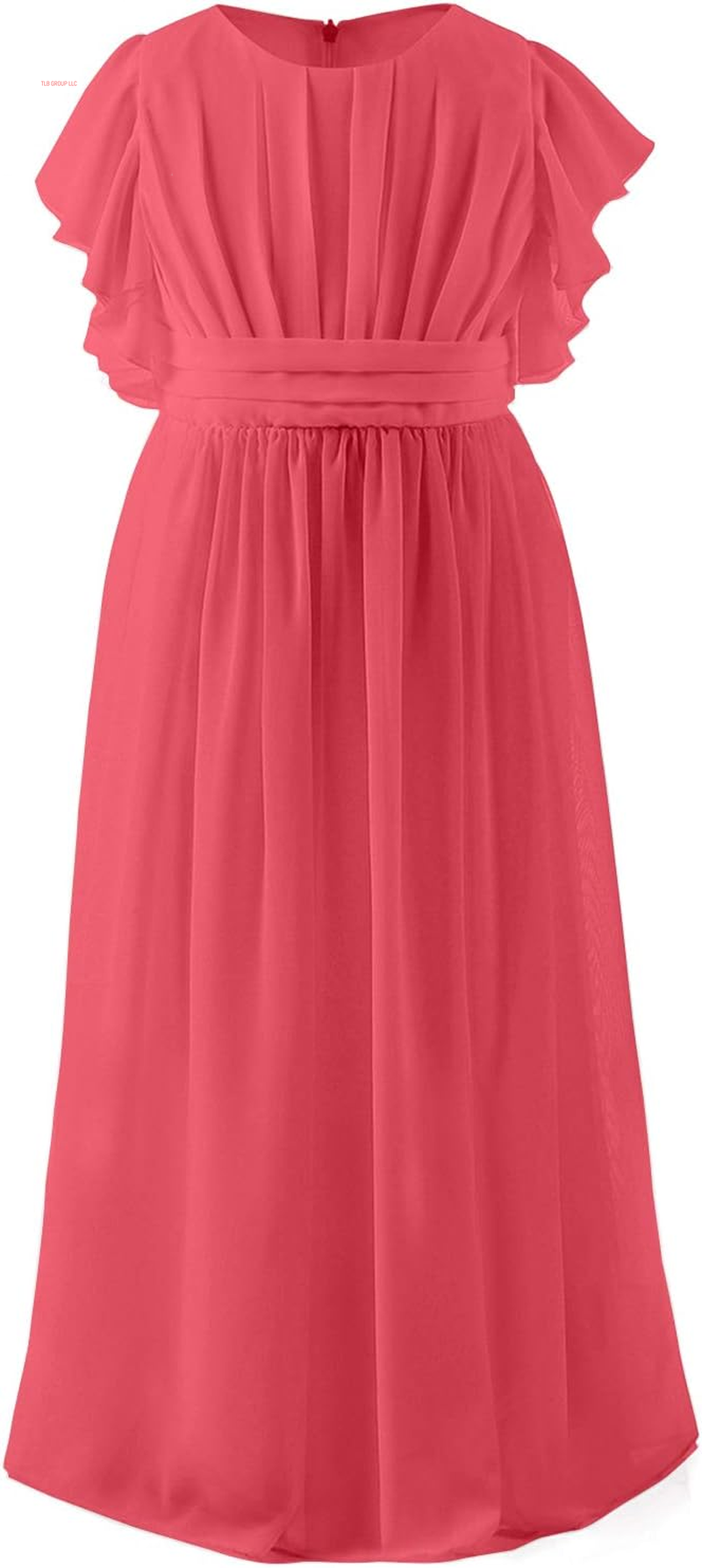 Fancy Chiffon Flower Girl Dresses Flutter Sleeves Junior Bridesmaid Dress