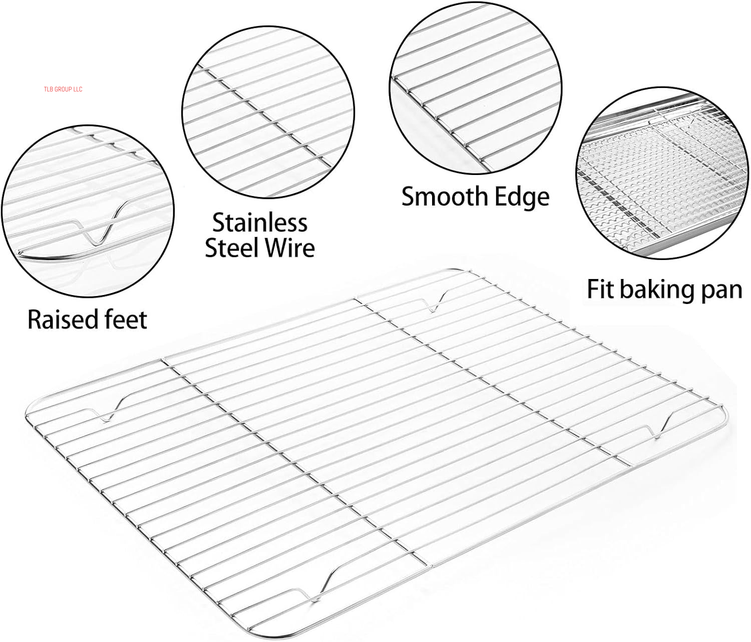 Stainless Steel Baking Sheet Tray Cooling Rack with Silicone Baking Mat Set, Cookie Pan with Cooling Rack, Set of 6 (2 Sheets + 2 Racks + 2 Mats), Size 16 X 12 X 1 Inch, Easy Clean