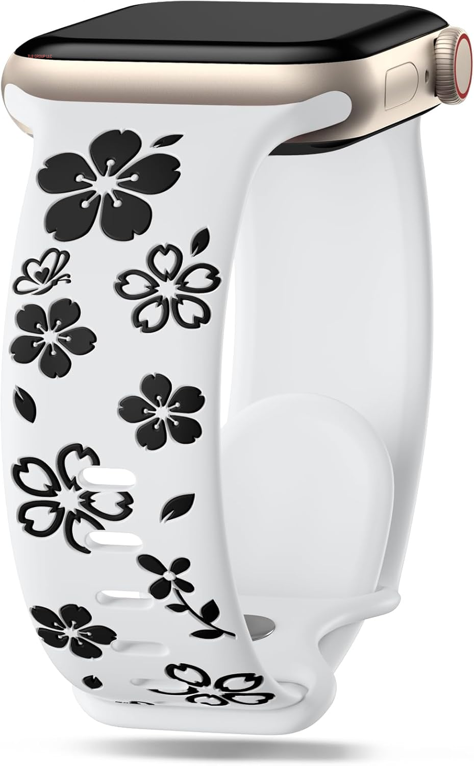 Floral Engraved Band Compatible for Apple Watch Bands for Women 40Mm 41Mm 38Mm 42Mm 44Mm 45Mm 46Mm 49Mm, Cute Flower Silicone Inlay Dressy Strap for Iwatch Series 10 9 8 7 6 5 4 3 2 SE Ultra