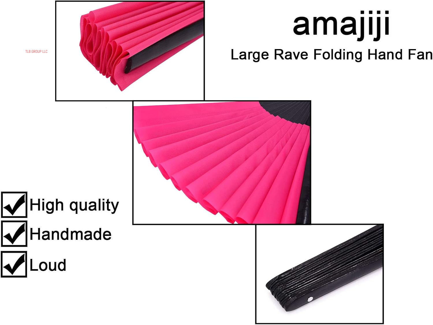 Large Rave Fan Folding Hand Popping Fans for Line Dancing, Big Clacking Fans Clap Fan for Boots on the Ground Dance,Party,Decoration,Festival (Pink)