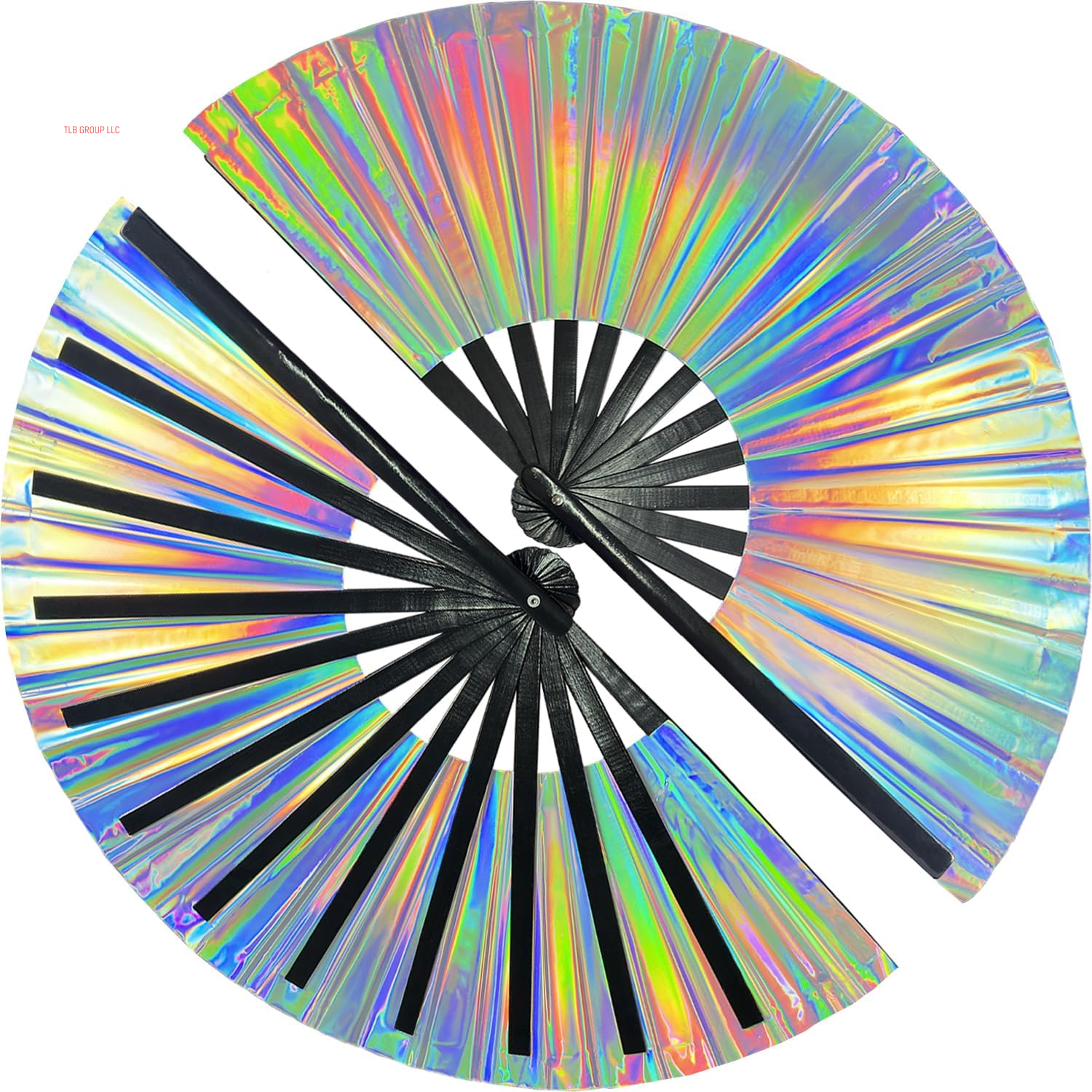 1Pcs Boots on the Ground Fan, 2025 New Line Dance Popping Fan,Holographic Purple Laser Colors Hand Fan,Clap Fans for Line Dancing,Clack Handheld Large Folding Hand Rave Fan