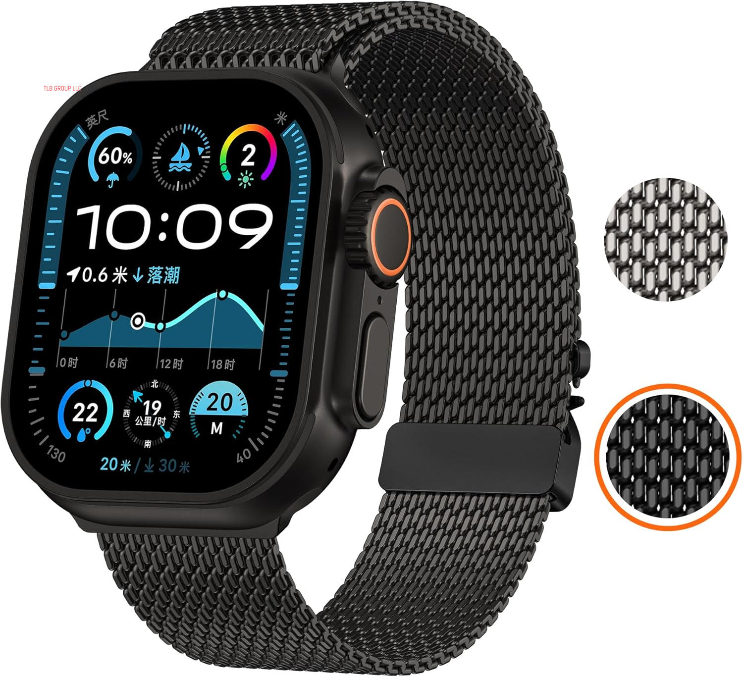 Milanese Mesh Loop Compatible with Apple Watch Bands 49Mm 46Mm 45Mm 44Mm 42Mm for Men Women, Stainless Steel Mesh Loop with Parachute-Style Buckle for Iwatch Ultra 2 Series 10 9 8 7 6 SE 5 4 3
