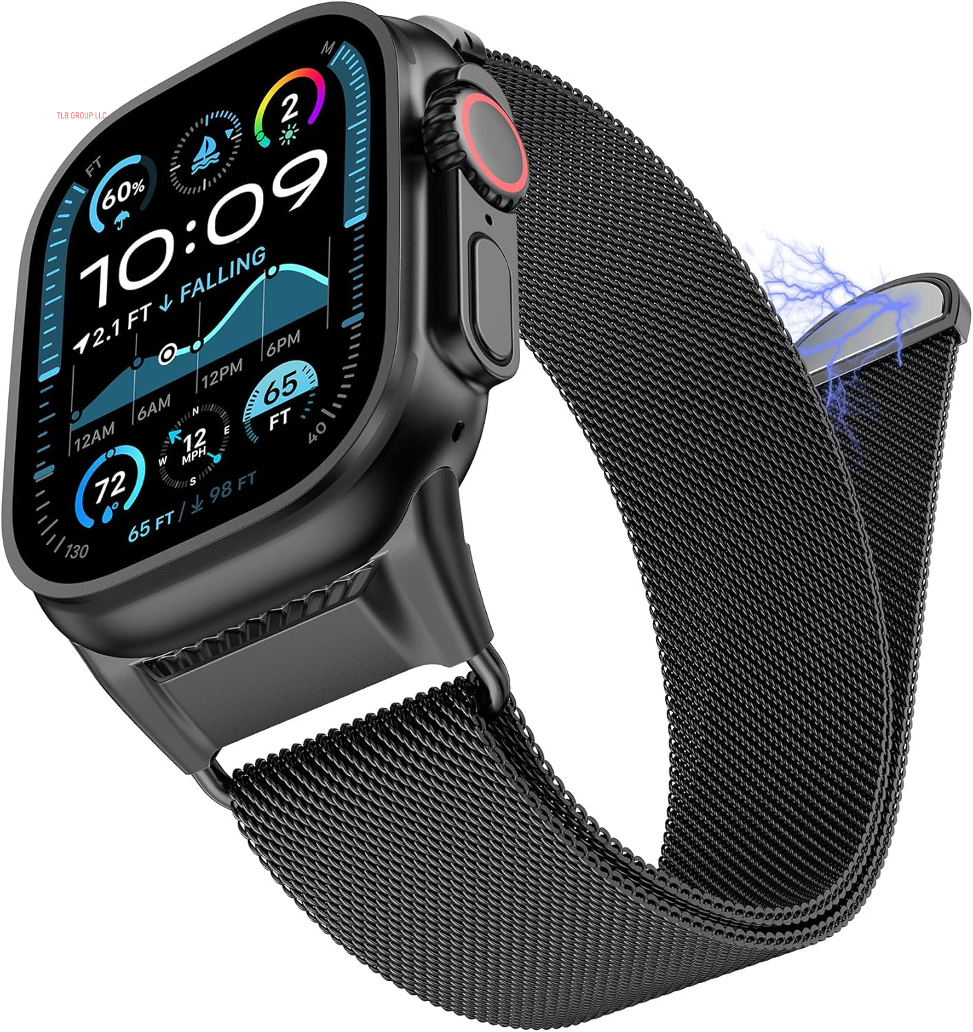 Milanese Mesh Loop Compatible with Apple Watch Band Ultra 2/1 49Mm Series 10 46Mm, Mechanical Design Metal Connector for Iwatch Series 9/8/7 45Mm, Se2/Se/Series 6/5/4 44Mm, Series 3/2/1 42Mm