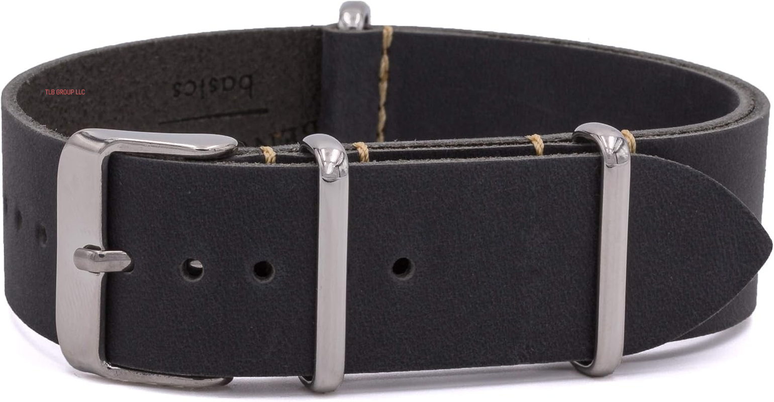 Benchmark Leather Watch Band - Crazy Horse Oiled Leather One-Piece Watch Straps for Men or Women - 18Mm, 20Mm, 22Mm or 24Mm Widths