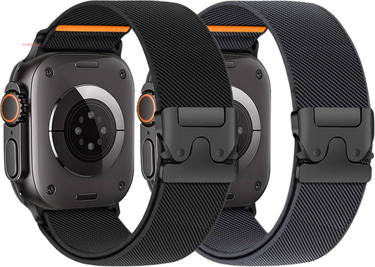 Stretchy Bands for Apple Watch Ultra/2 Band 49Mm 46Mm 45Mm 44Mm 42Mm 41Mm 40Mm 38Mm Men Women,Wide Nylon Elastic Braided Strap & Fabric Cloth Wristband Correa for Iwatch Series 10 9 8 7 6 5 4 3 SE 2Nd