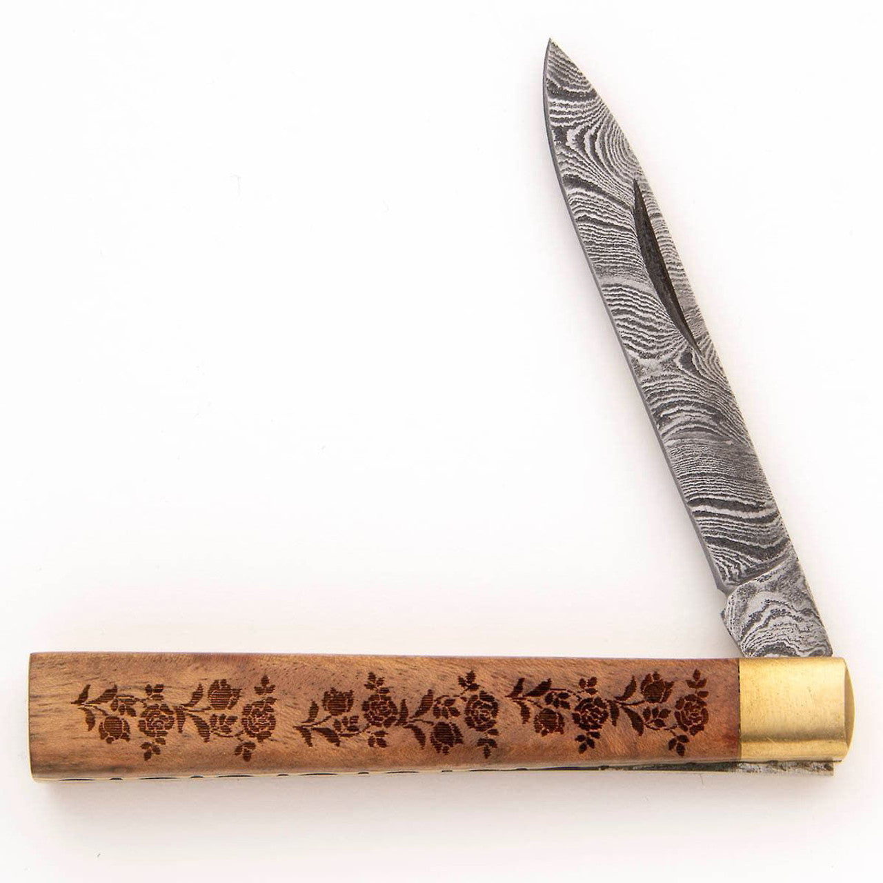 Clover Wood Damascus Doctor's Knife